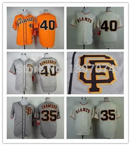 Brandon Crawford Madison Bumgarner Jersey Cream Orange Grey SF San Francisco Giants |