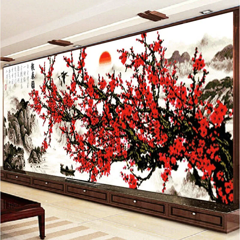 

Red Plum DIY Precise Printed Counted Cross-Stitching Kits Needlework Sets for Embroidery Painting Cross Stitch Gift