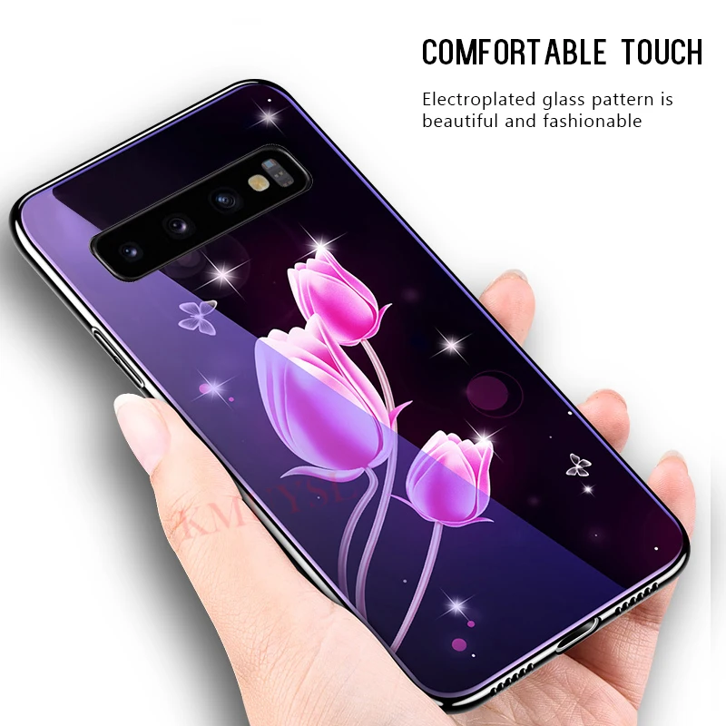 Покрытие Стекло чехол для samsung Galaxy A70 A50 A30 A10 M20 S10E S9 S8 S10 Plus Note 9 чехол синий светильник Стекло принципиально Капа