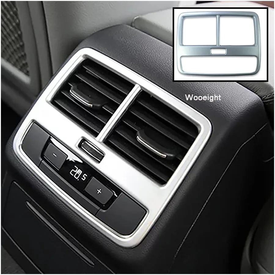 Wooeight Car Interior Rear AC Air Vent Outlet Trim Cover Frame For Audi A4 A5 B9 F5 Sedan Avant Allroad Sportback Coupe Cabriolet 2017 2018 (2)