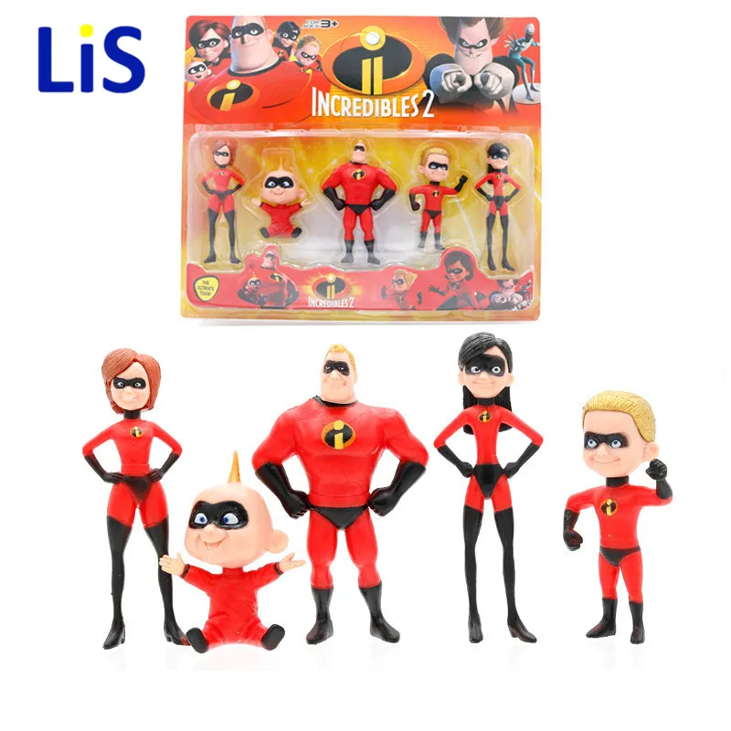 

5pcs/lot The Incredibles 2 Super man Dash Parr Jack Parr Elastigirl PVC Action Figure Model Toys 4-10cm Gifts For Children