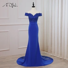 ADLN, сексуальное Королевское синее вечернее платье, Русалка, v-образный вырез, без рукавов, аппликация, Длинные вечерние платья, платья для выпускного вечера