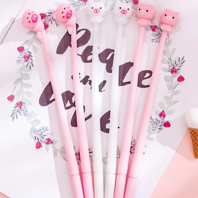 1 Piece Lytwtw's Kawaii Cute Pig Fashion School Office Supplies Students Gift Awards Accessories Stationery Black Ink Gel Pen