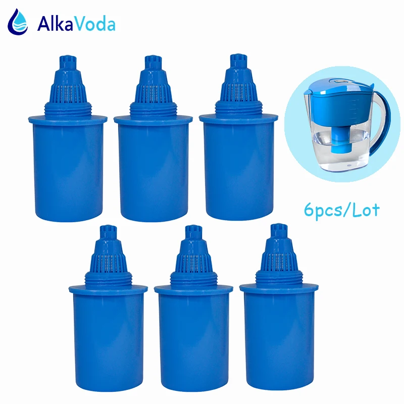 Pack 6pcs of Blue Replacement Filter Cartridge for 3.5 Litres Alkaline Water Filter Pitcher