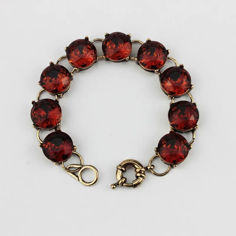 Модные красочные ювелирные изделия для костюма 15 мм стеклянные каменные точечные браслеты для женщин красивые красочные каменные браслеты - Окраска металла: Tea