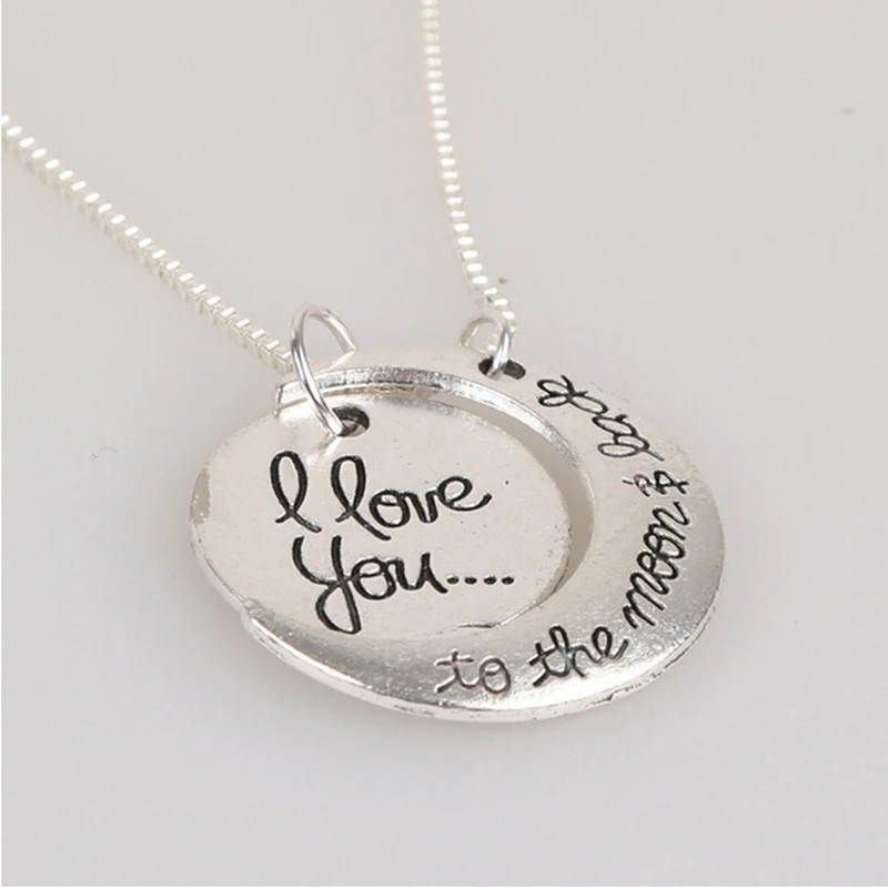 Колье с подвеской Love Forever Moon серебряное ожерелье надписью I You To The для мужчин и