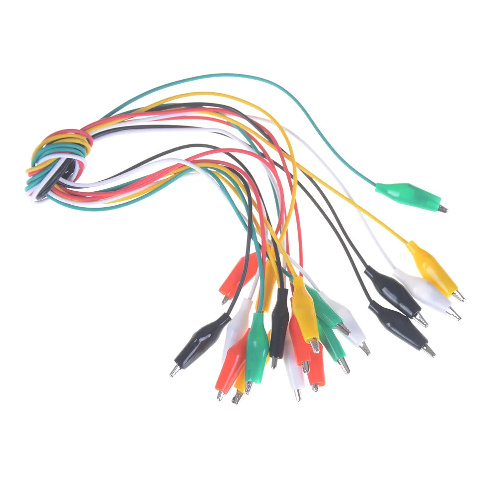 Hot 10pcs DIY Test Leads Alligator Double-ended Crocodile Clips 50cm Alligator Clips Electrical Roach Clip Test Jumper Wire