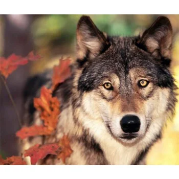 

diamond needlework DIY cross stitch sets for embroidery kits the wolf square diamond painting cross stitching wall sticker K384