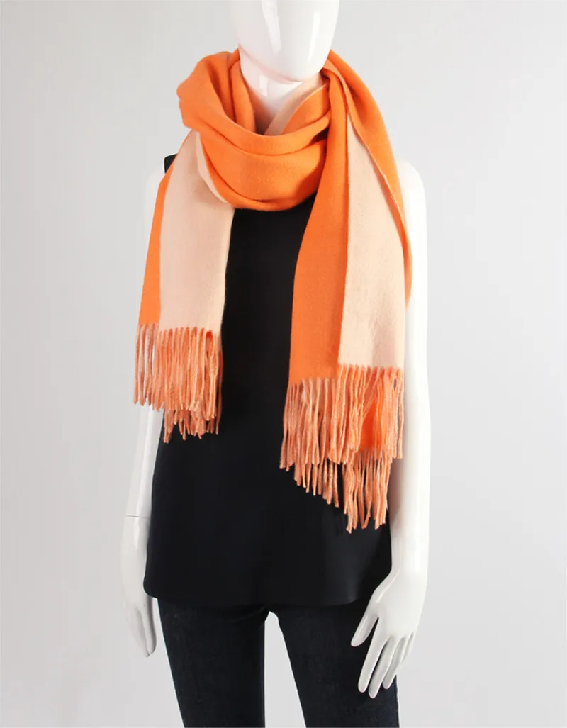 70*200 см женские мужские зимние модные повседневные универсальные разноцветные двойные шарфы из чистого кашемира с кисточками