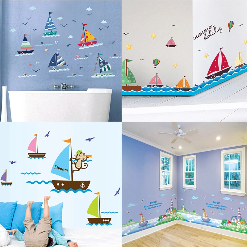Zs Sticker Boat Wall Stickers Children Room Home Decor Vinyl Zs Sticker Boat Wall Stickers Children