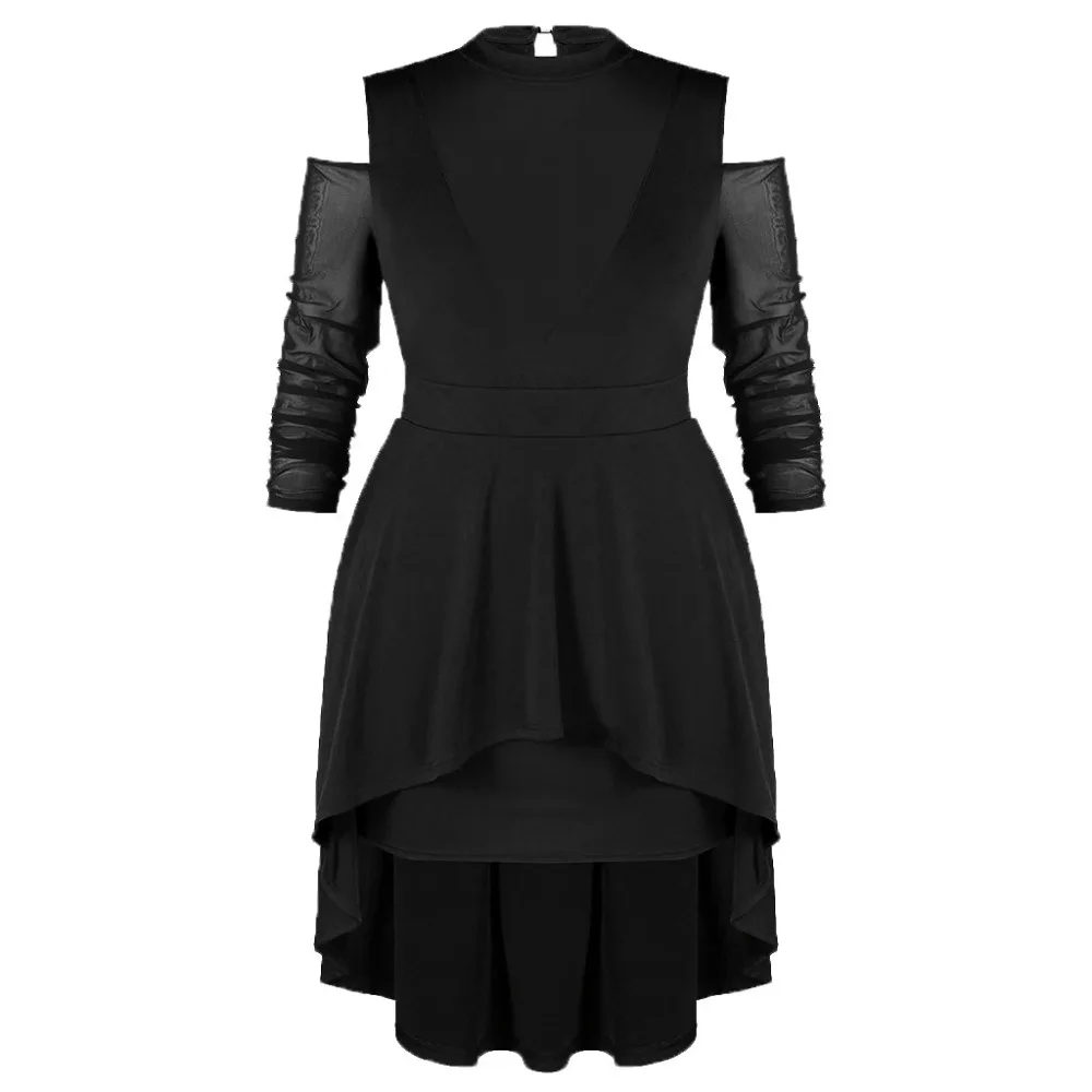 

Women's clothes Women Plus Size Casual Long Sleeve Off Shoulder Solid Asymmetric Dress Dresses Of Large Sizel201910