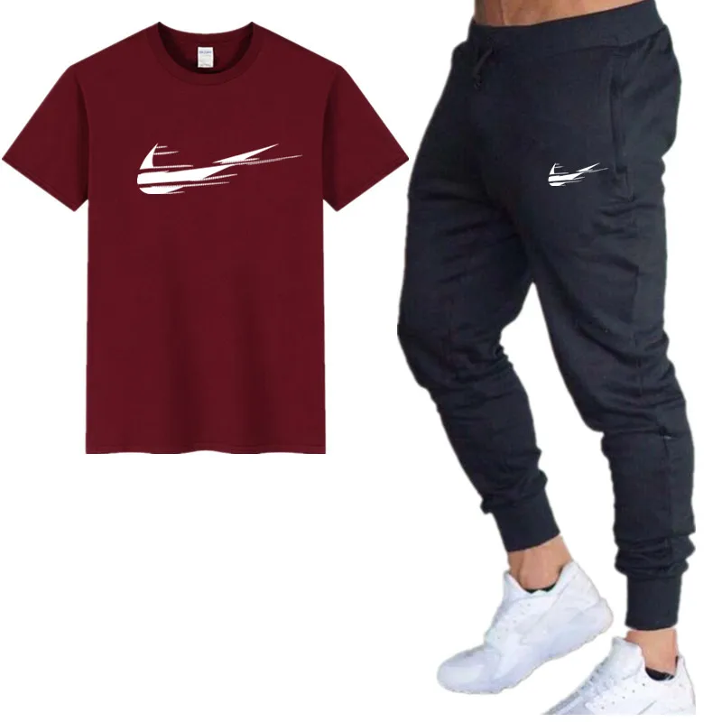 

Harajuku Men's Sets T Shirts+Pants Men Brand clothing Two Piece Suit Tracksuit Fashion Casual Tshirts Gyms Workout Fitness Sets