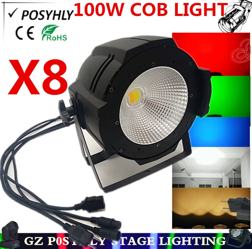 8 шт/100 W лампы с cob-светодиодами dmx512 управление led PAR AC90V-240V прожекторы Профессиональный студийное диджейское оборудование