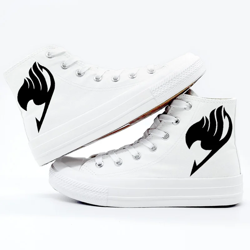 The Fairy Tail Shoes Woman Cosplay Anime Natsu Gray Women Sneakers High Top Canvas Shoes Off White Graffiti Casual Men Shoes - Цвет: A