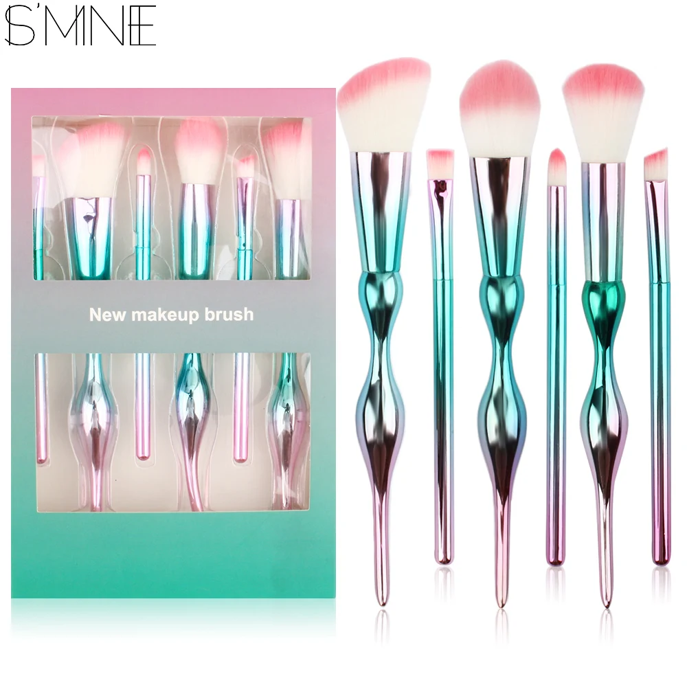 

ISMINE 6 Pcs Professional Gradient Color Makeup Brush Gourd Handle Powder Eyeshadow Face Eye Makeup Brushes Set Cosmetics Tools