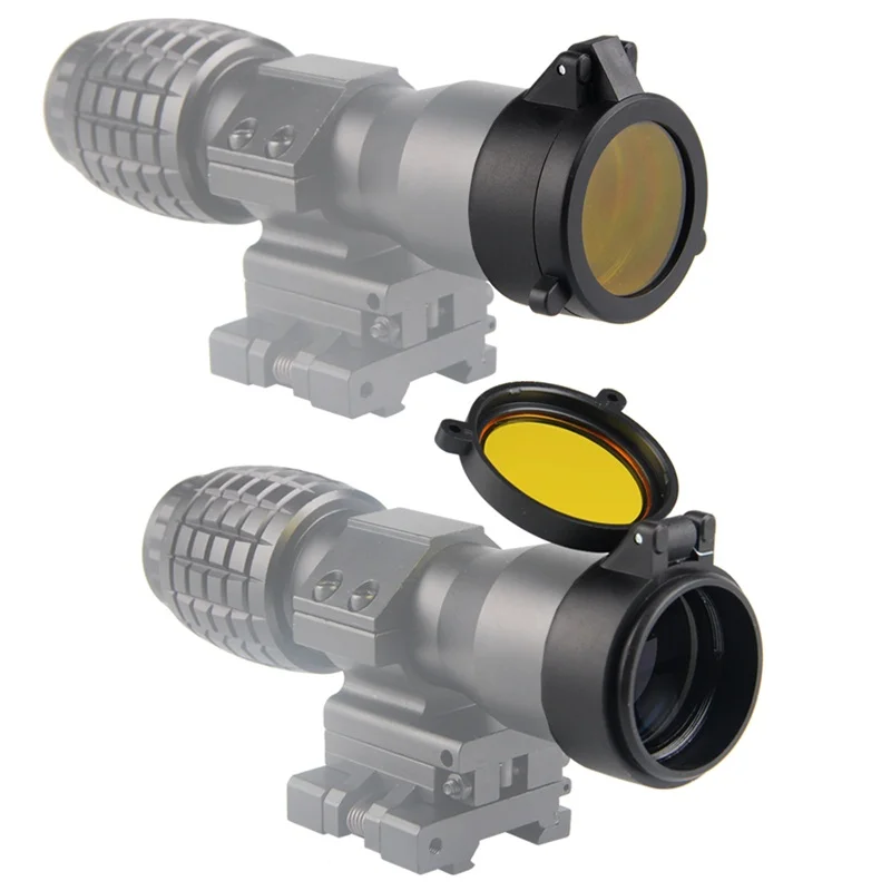 30-69MM Transparent Rifle Scope Lens Cover Flip Up Quick Spring Protection Cap Yellow Objective Lense Lid 37-73 (15)