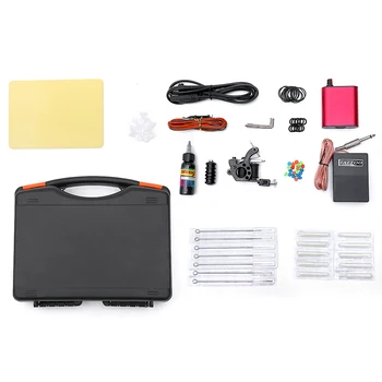 

Professional Tattoo Machine Kit for Tattoo Practise With Power Supply Footswitch Accessaries Equipment One set With Tattoo Case