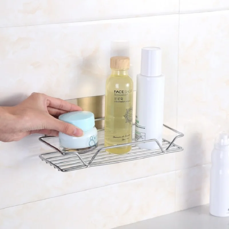 1 PCS ذات الطابقين رف من الفولاذ المقاوم للصدأ ل وضع لوازم الحمام الخ الحمام تخزين الرف المنزلية البنود المطبخ تخزين رفوف