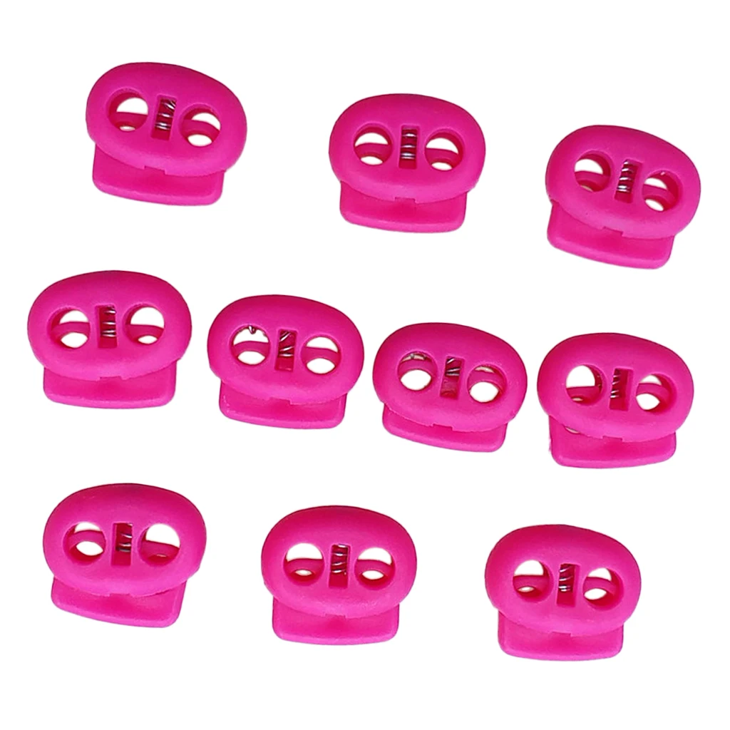 MagiDeal 10pcs Plastic Cord Lock Stoppers Dual Hole Spring Stop Toggle Stopper for Cord Drawstring 5mm Tent Accessories 