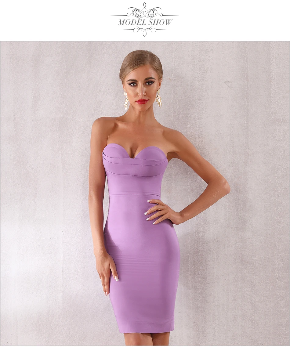 Adyce новое летнее фиолетовое облегающее вечернее взлетно-посадочной полосы вечерние платье Для женщин Vestidos сексуальное миди без бретелек элегантное платье для клуба