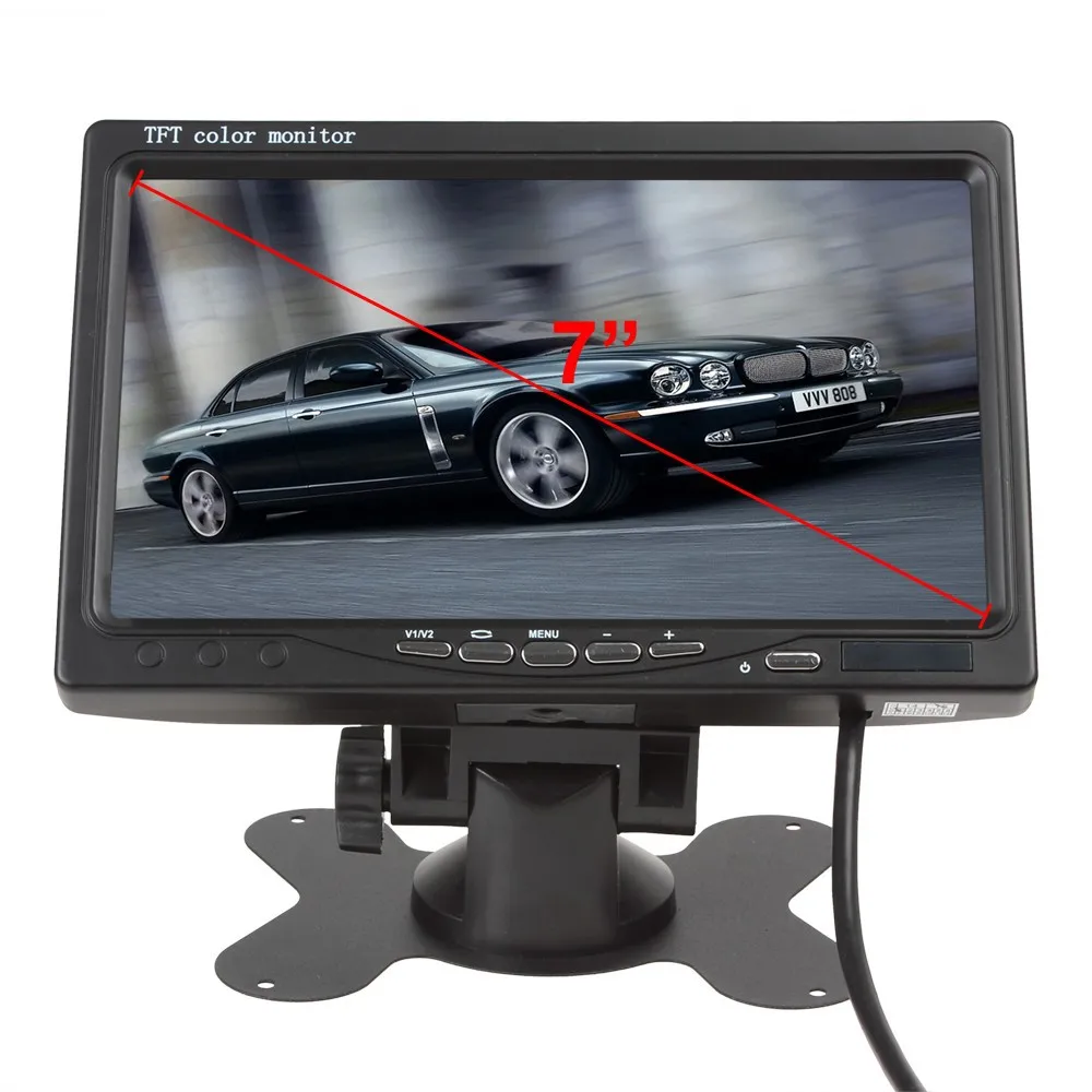 7 дюймов TFT lcd цветной 2 видео вход автомобильный монитор заднего вида подголовник монитор с 170 градусов широкоугольный объектив камера ночного видения