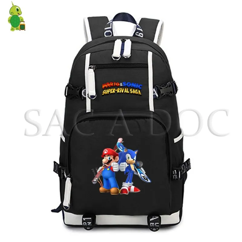 

Funny Sonic Mario Backpack Laptop Backpack Fashion School Bags for Teenage Girls Boys Large Capacity Travel Bags Casual Rucksack