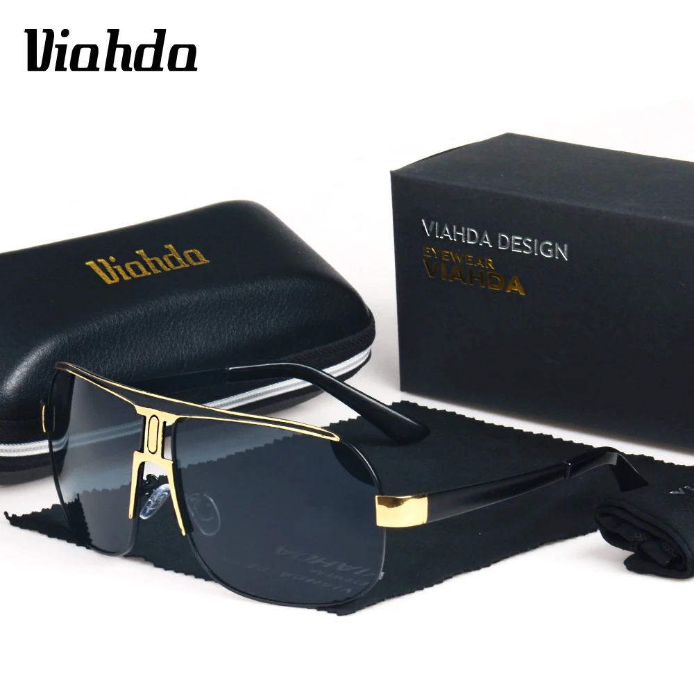 

VIAHDA gafas de sol hombre Polarized Sunglasses Big Frame Mirror Series Inner Blue Film Men's Classic Driving Mirror
