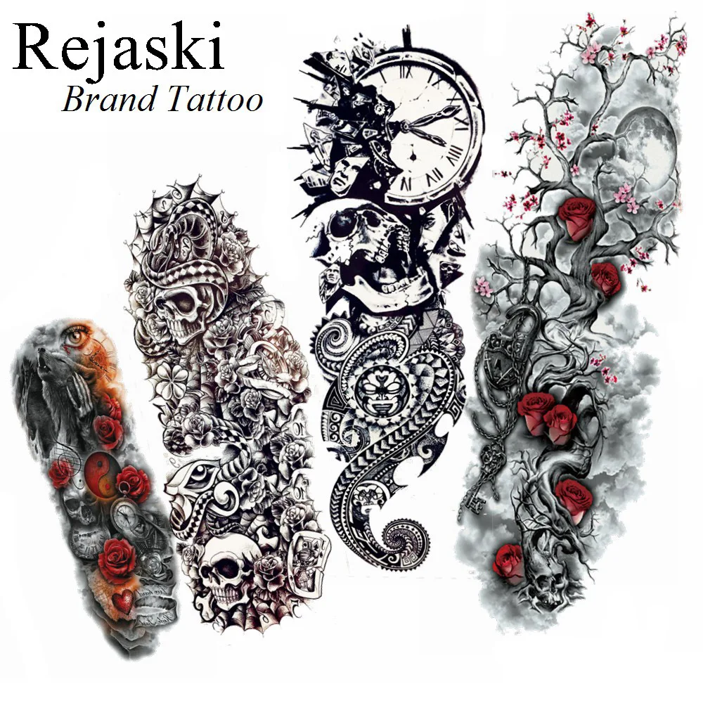 Black Totem Skull Henna Temporary Tattoo Full Leg Women Man Aliexpress