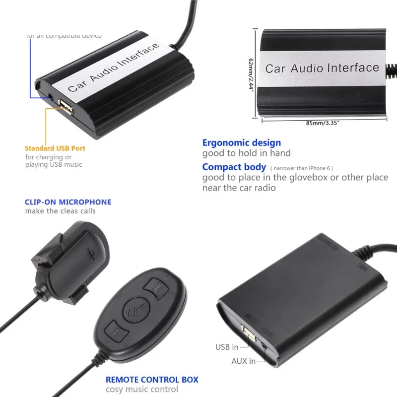 1 комплект громкой связи Авто Bluetooth наборы MP3 беспроводной музыкальный приемник AUX