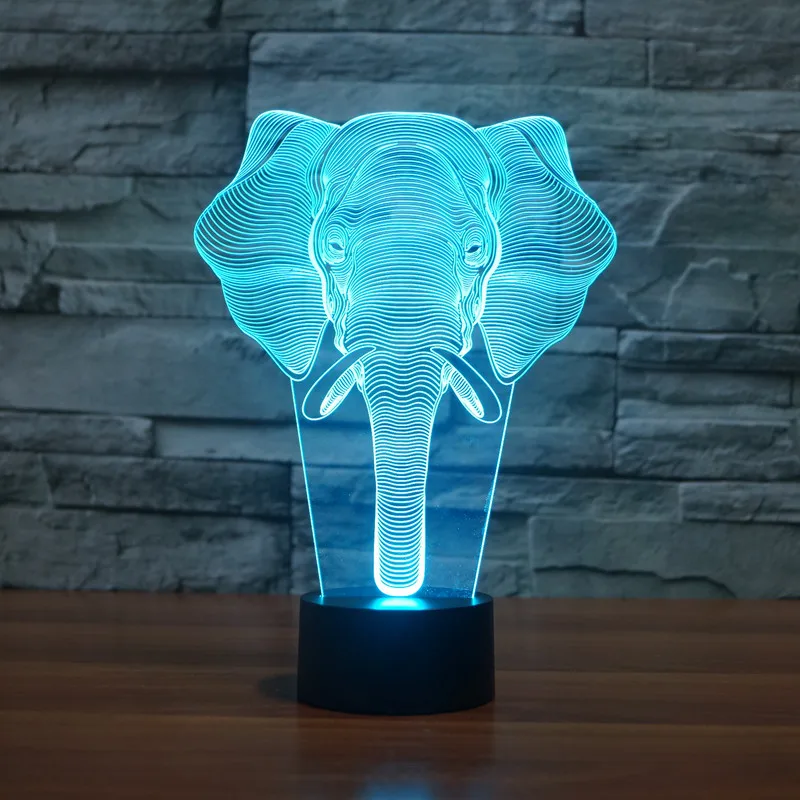Чистый красный слон 3D ночник USB Батарея двойного назначения настольная лампа декоративный стереоскопический свет детские подарки