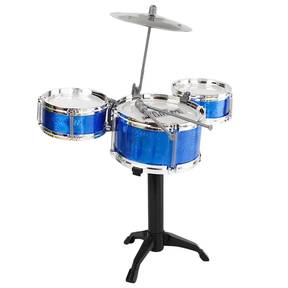 3 Piece Kids Drum Set Children Junior Drums Kit Simulation