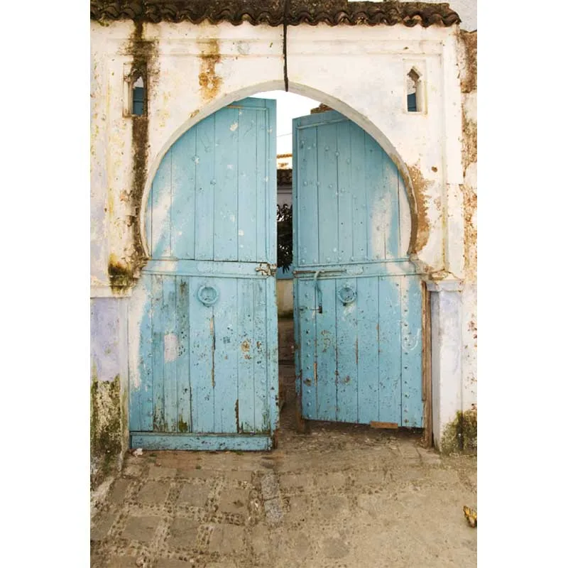 Пользовательские виниловая ткань старый дом синий деревянная дверь фотографии фонов для свадьбы детей этап фото студия портрет фоны