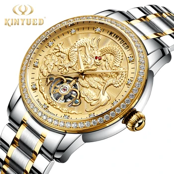 

KINYUED Watch Men Skeleton Automatic Mechanical Watch Gold Skeleton Man Watch Mens Watch Top Brand Luxury 2019 relogio masculino