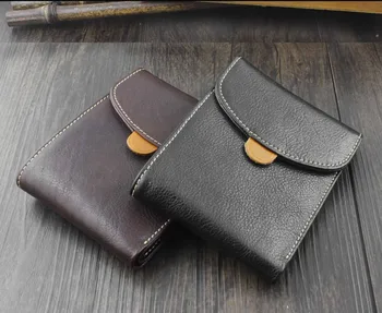 

Vintage High Quality Real Leather Bifold Snap Mens Casual Wallet Coins Purse