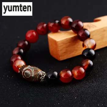 

Men Bracelet Agate Buddha Dzi Beads Longan Natural Stone Fashion Couple Popular Jewelry Power Handmade Luna Pulseira Gift