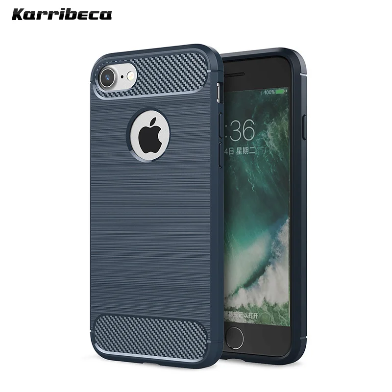 Carbon fiber burshed silicone  case iphone 5 5s 6 6s 7 8 plus (5)