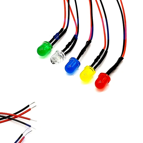 50Pcs 3V 5V 6V 9V 12V 24V 36V 48V 110V 220V Diffused 8mm LED With 20cm Red&ampBlack Wire Light=Orange Pink Purple | Лампы и освещение