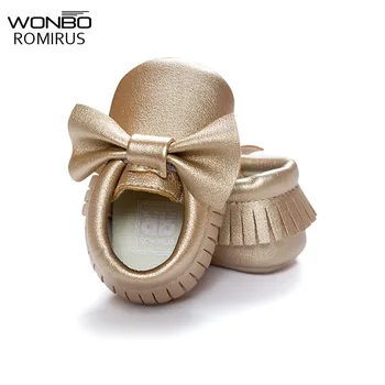 

Minor seventh same paragraph Baby Shoes Toddler shoes Bow Shoes Soft soles PU leather Tassel shoes Baby moccasins Golden