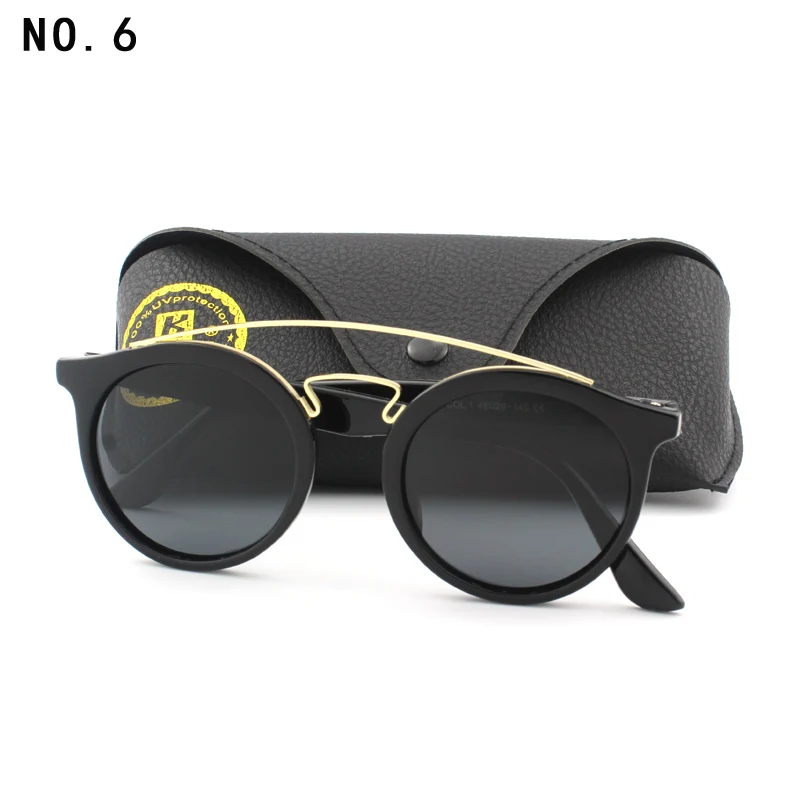 Мужские и женские винтажные солнцезащитные очки, круглые поляризационные очки в стиле стимпанк, очки золотого цвета с двойной перемычкой, 4256 - Цвет линз: C6