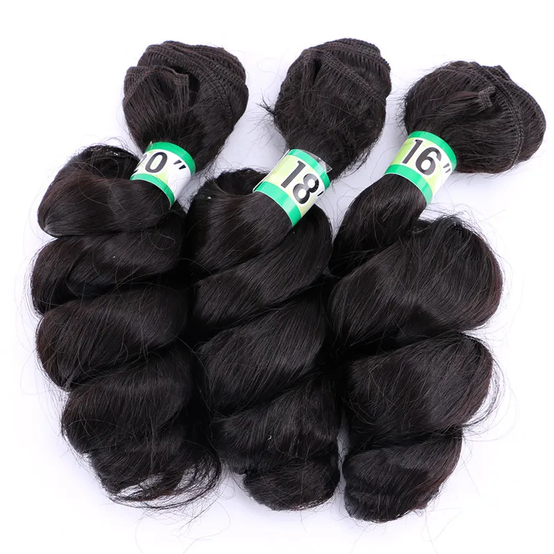 Черный и фиолетовый Омбре свободная волна 3 шт./партия синтетические волосы для наращивания для женщин - Цвет: #2