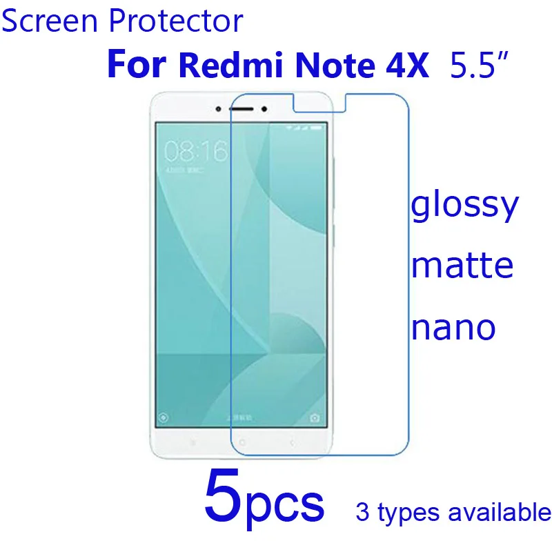 

5pcs Soft Screen Protectors for Xiaomi Redmi Note 4X Clear Matte Nano Explosion-Proof Protective Films for Xiomi Redmi 4X Phone