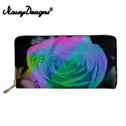 Noisydesigns Для женщин кошелек 3D Красочные розы принт PU кожаные бумажники молния Организатор кошелек клатч тонкий кошелек деньги сумка