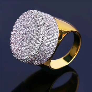 

Gold Color Zircon Rings For Male 2018 New Arrival Brand Ring New Fashion Hiphop Jewelries Luxury Mens Accessory