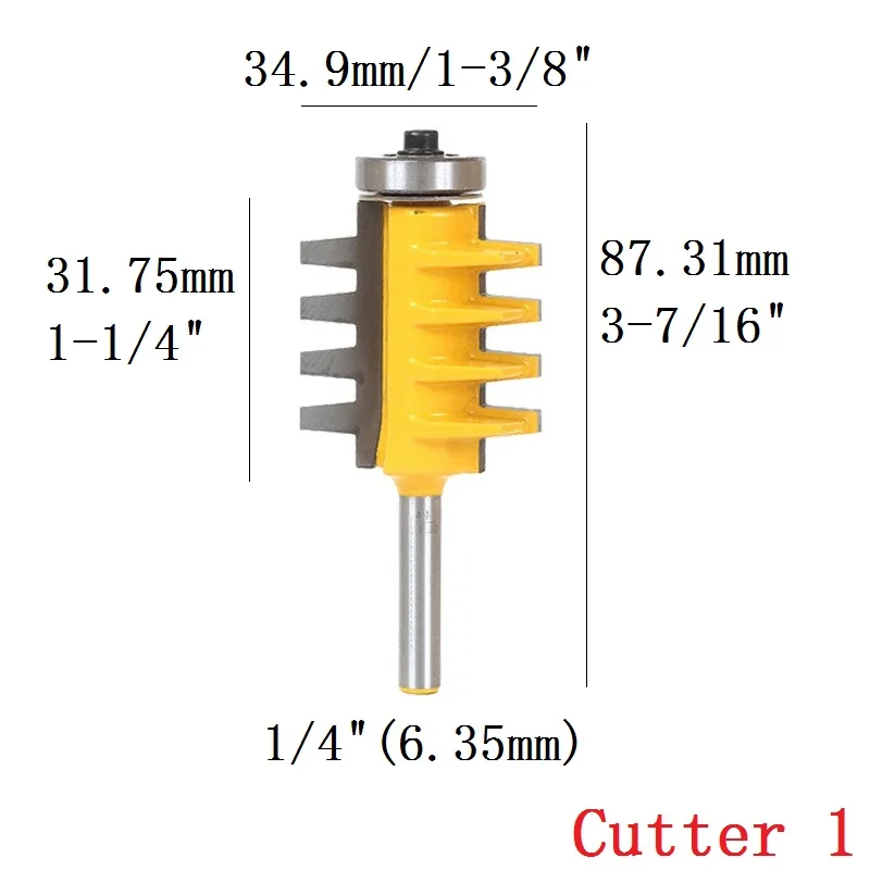 ALLSOME 1/", 1/4" хвостовик рельсы Реверсивный палец шарнир клей фрезы конусный шип резчик по дереву электроинструменты древесины фрезы - Цвет: Cutter 1