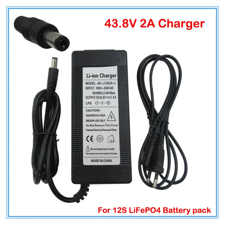 

36V 2A LiFePO4 battery Charger output 43.8V 2A 100-240VAC DC Port Used for 12S 36V Electric bike battery LFP battery charger