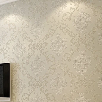 Beige Blue White Yellow Damask Embossed Textured Feature Beige Blue White Yellow Damask Embossed Textured Feature Wallpaper Roll Non Woven