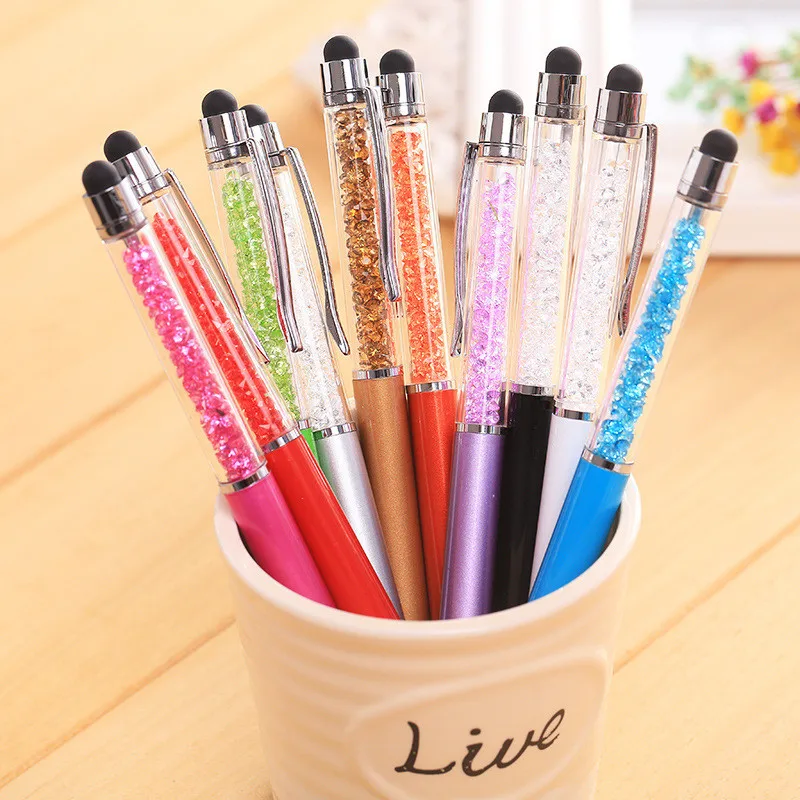 14 цветов, кристальная гелевая ручка, модный креативный стилус, черная сенсорная ручка для письма, канцелярских принадлежностей, офиса и школы, черная заправка