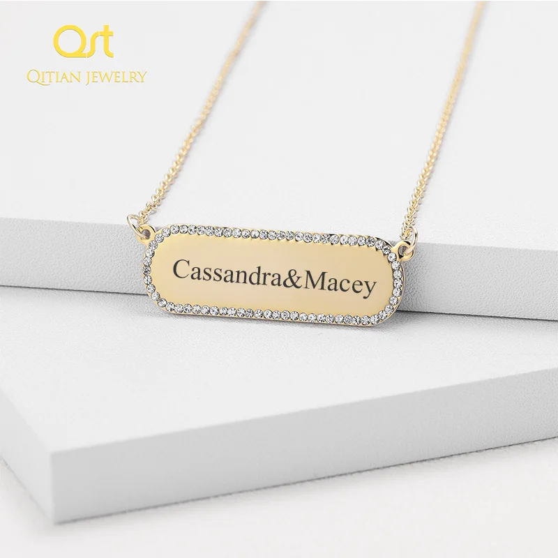 

Hip hop iced out Custom Name Pendant Necklaces Engraved Any Language Choker pendants women/men jewelry Gift