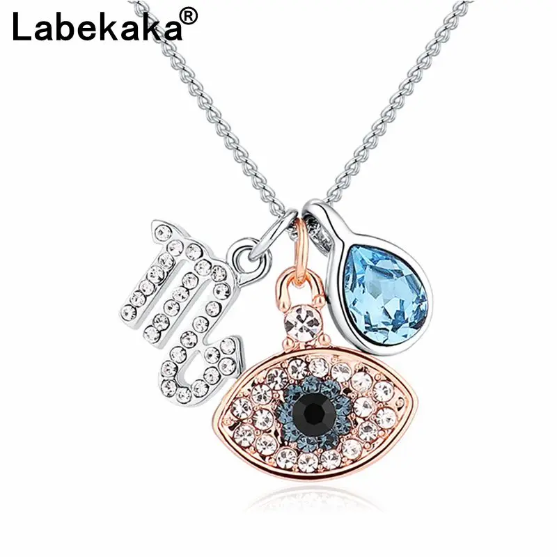 

Labekaka Lucky crystal twelve constellation Pendant Necklace Embellished With Crystals From Swarovski New Fashion Accessories