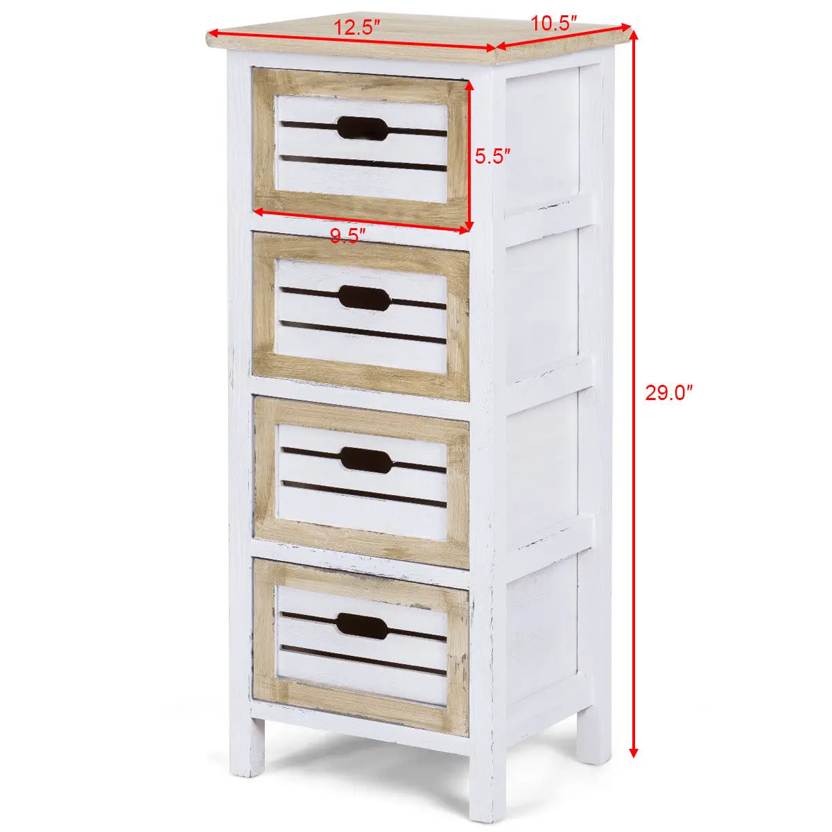 Giantex Wooden Chest Bedside Table Modern Nightstand Cabinet Side End Table with 4 Drawer Bedroom Furniture HW57054